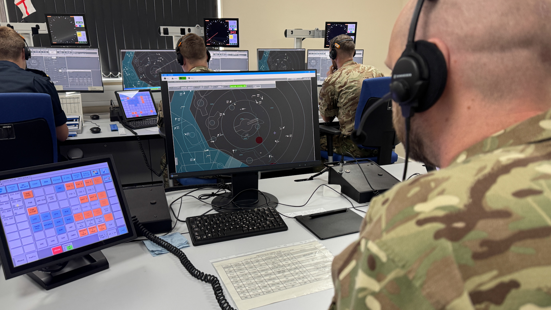 Trainees learning how to be air traffic controllers at RAF Shawbury in the radar room Credit BFBS 05092025