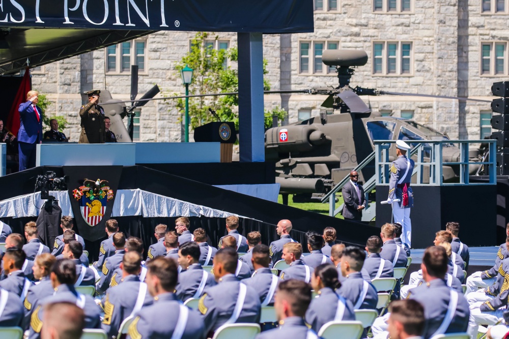 Donald Trump speaking at the West Point military academy graduation ceremony (Picture: US Department of Defense).