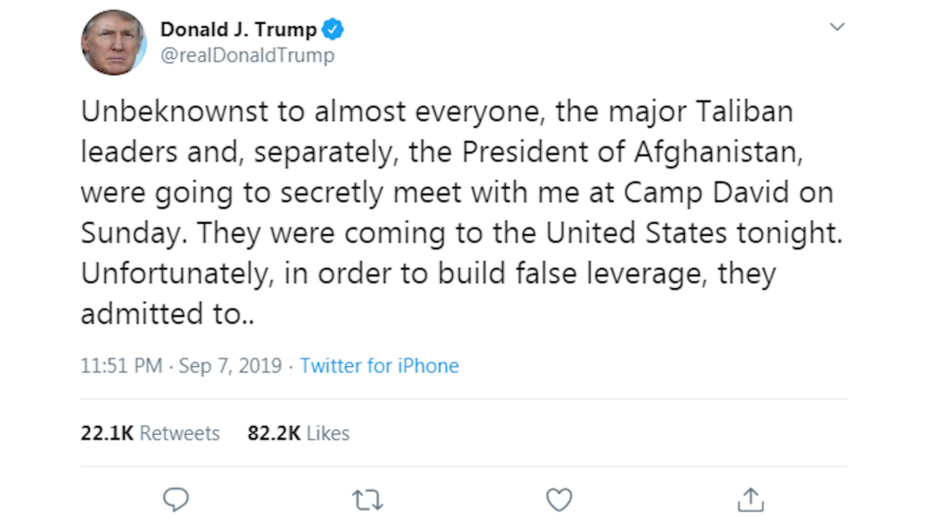 Trump tweet on taliban 090919 credit bfbs via twitter.jpg