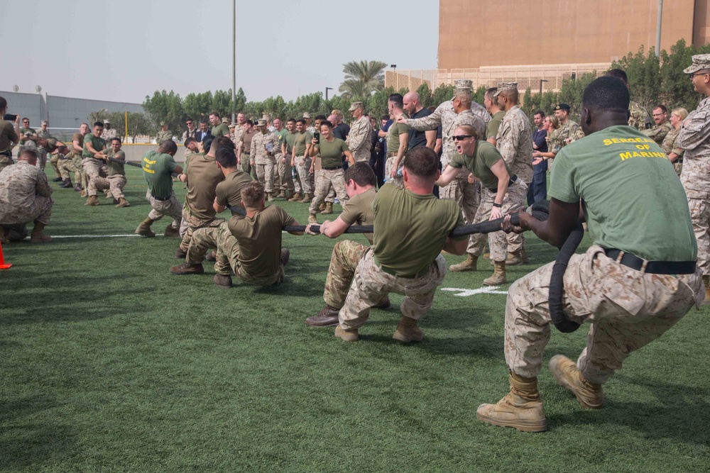 Tug of War Royal Marines and US Marines in Bahrain in 2019
