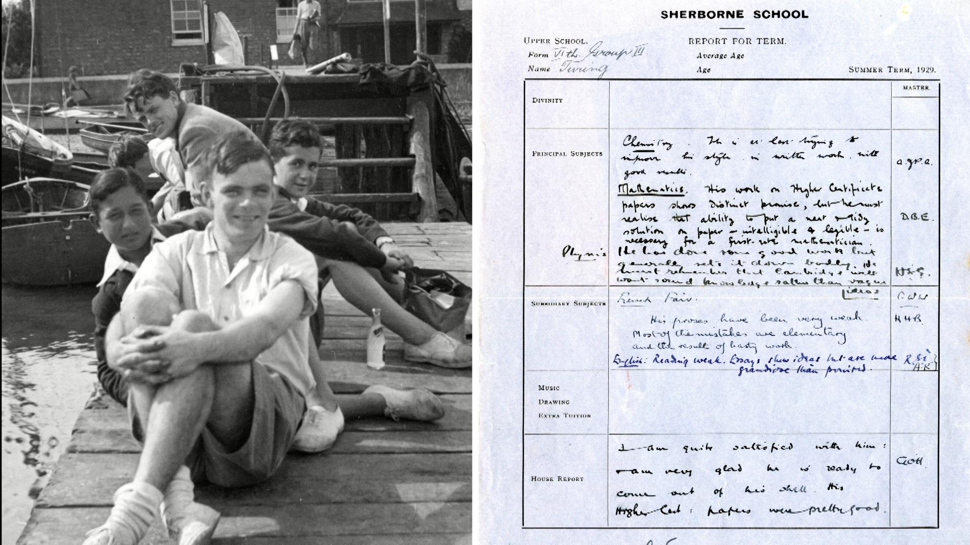 Turing and his school report (CREDIT: Fitzwilliam Museum)