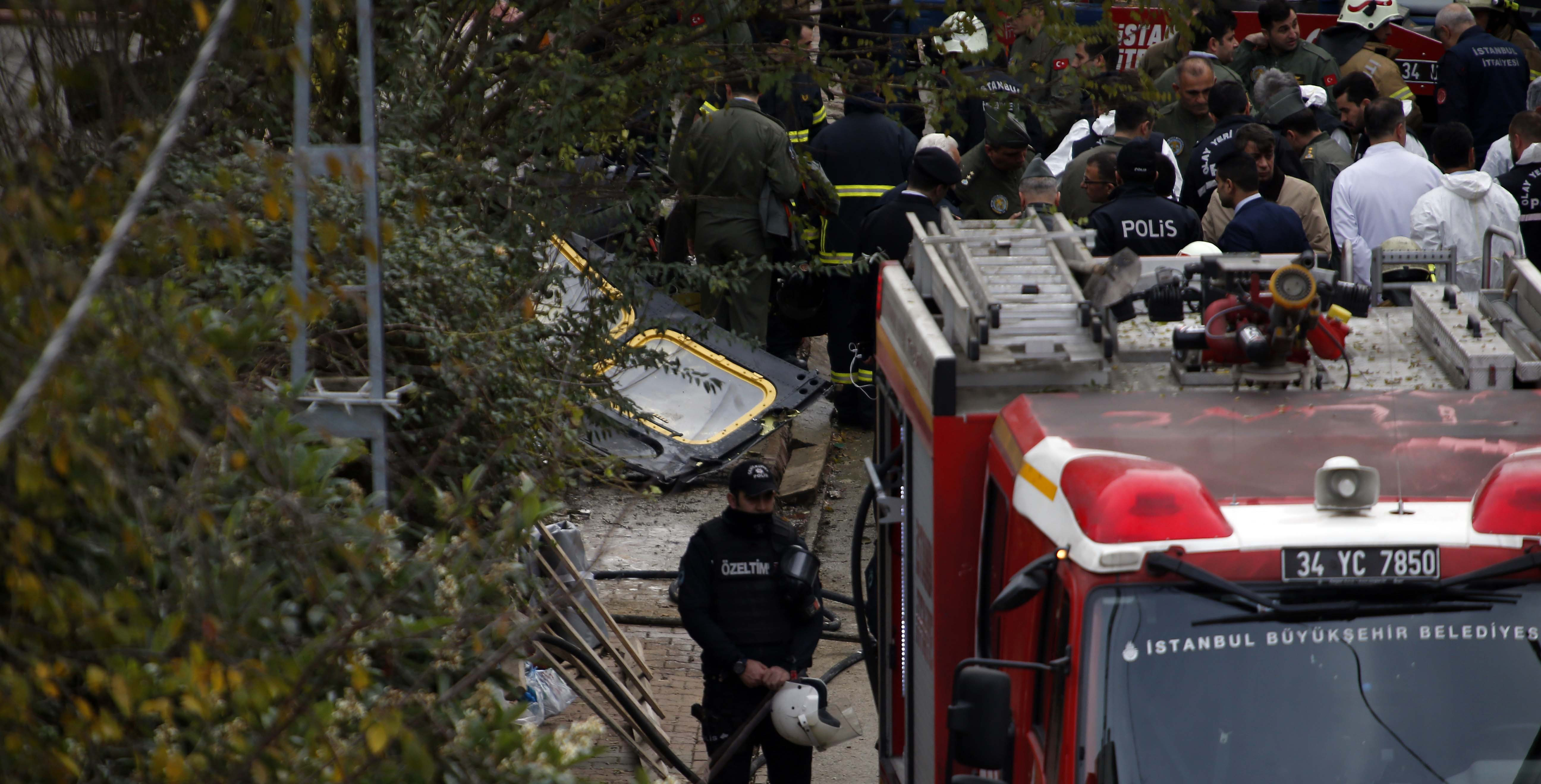 Turkish military helicopter crash aftermath