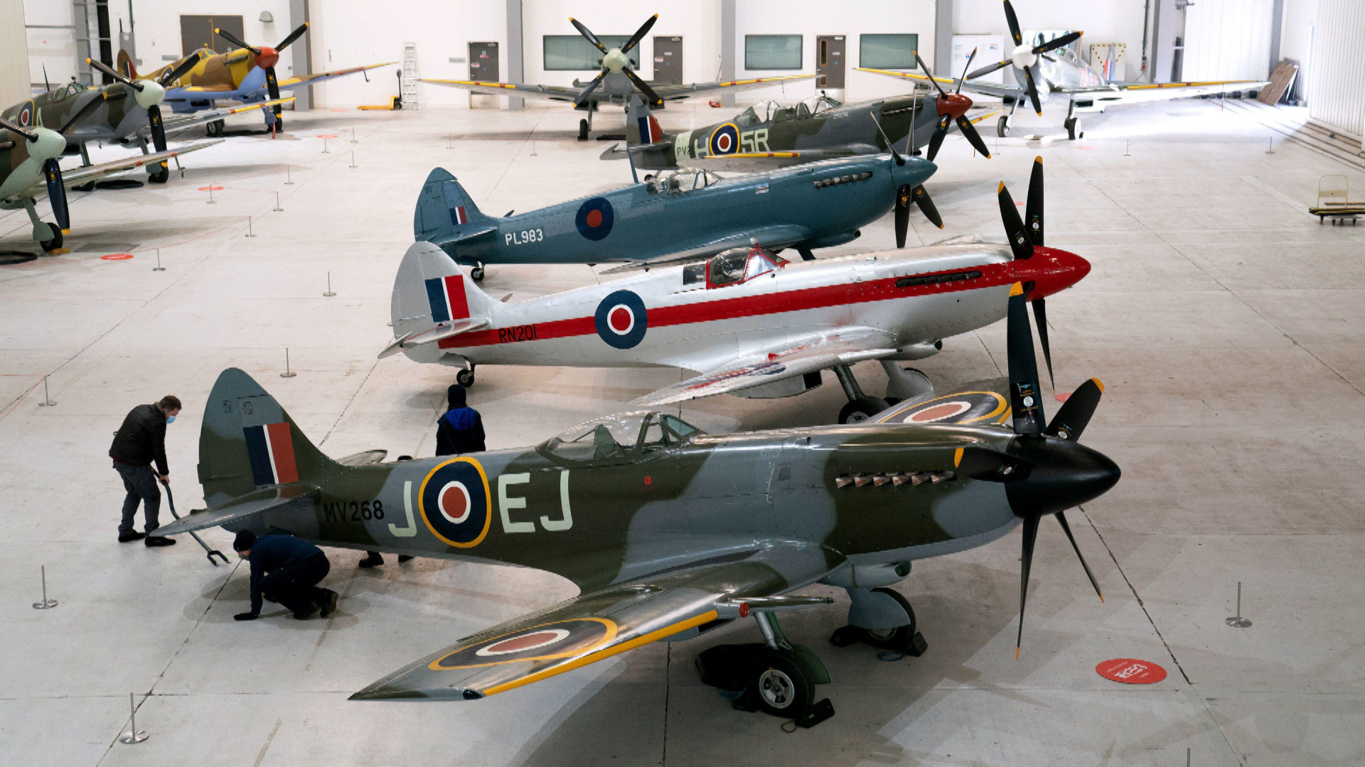Twelve Spitfires make up the display, a number of which have been loaned by private owners