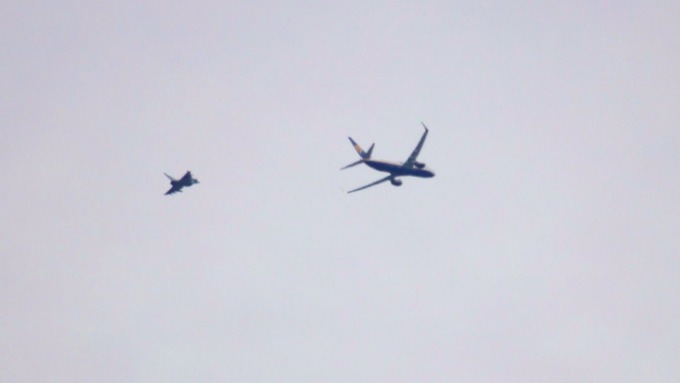 RAF Jets Escort Ryanair Flight Into Stanstead Airport