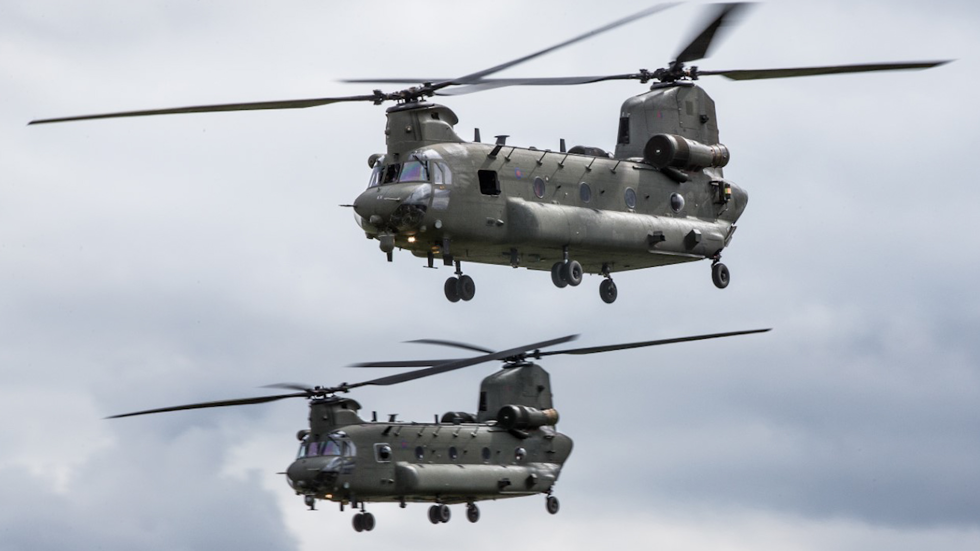 Two Chinook helicopters