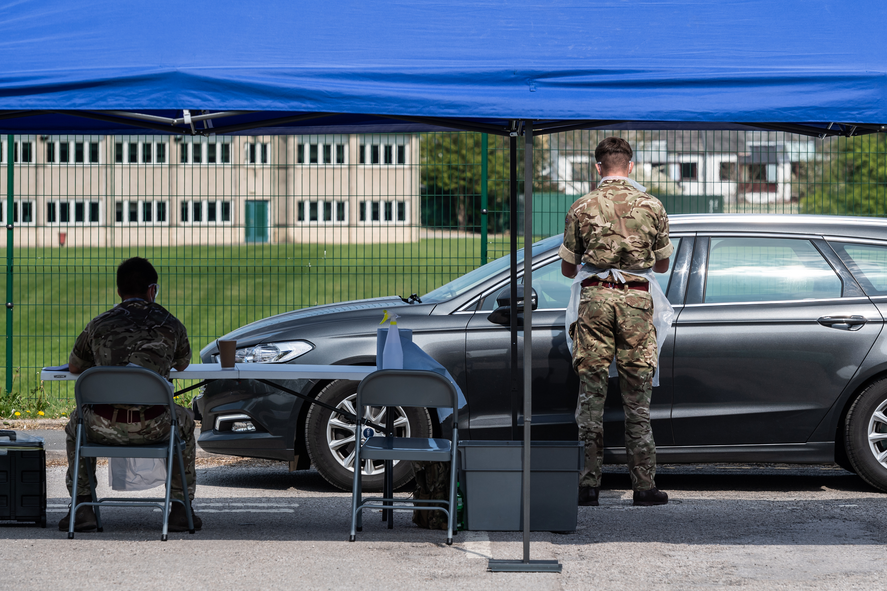 Two soldiers working at the Mobile Testing Unit in Kendal (Picture: MOD).