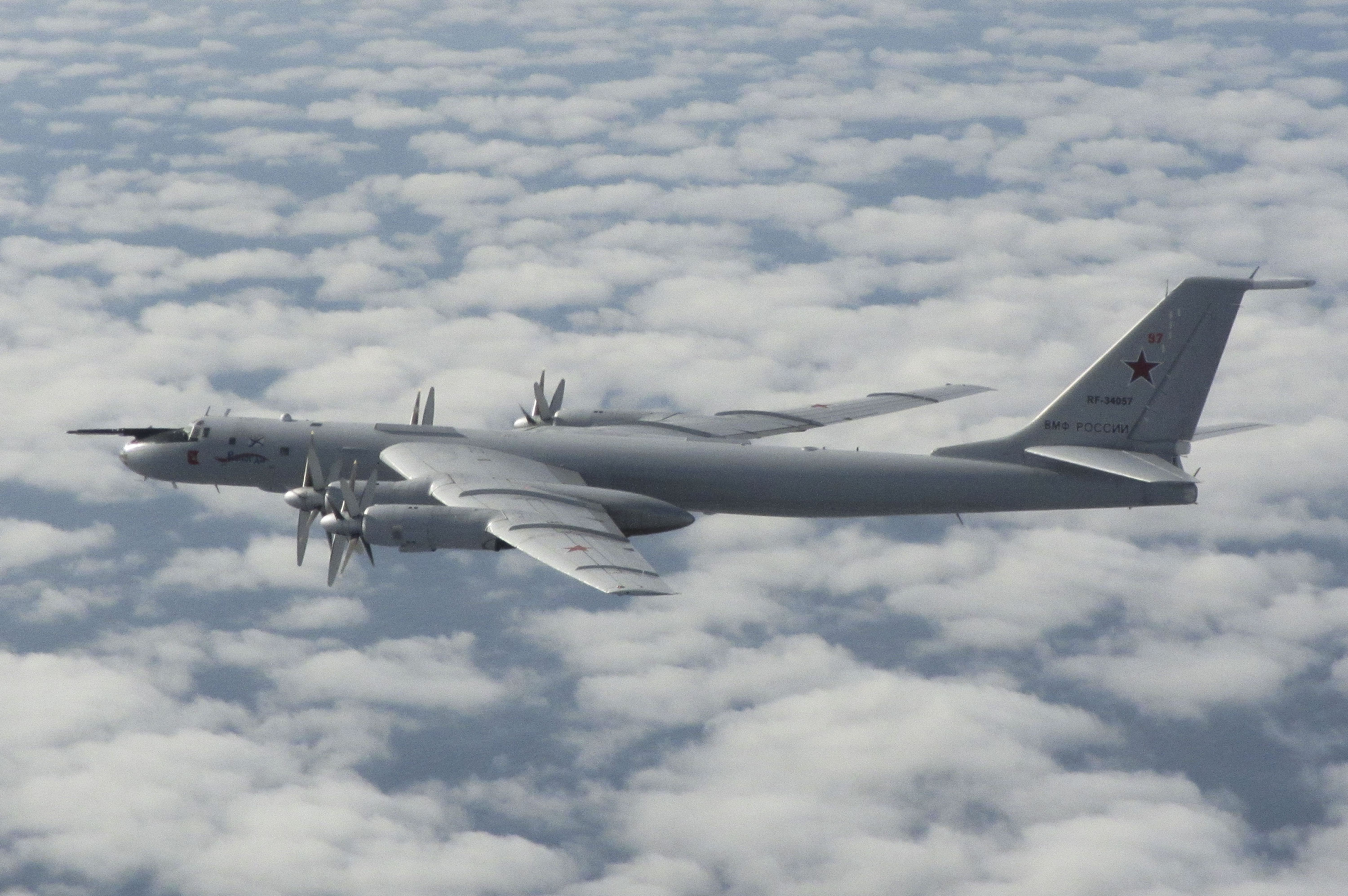 Typhoon fighters RAF Lossiemouth scrambled to intercept a Russian Tu-142 Bearover North Sea 17092020 CREDIT RAF