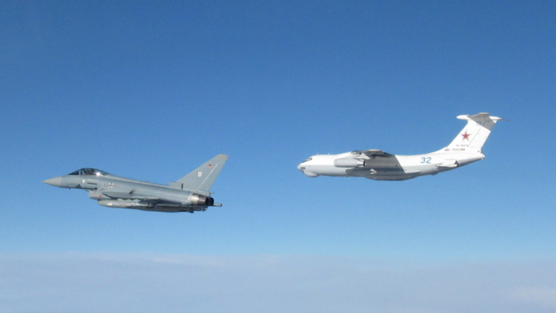 Typhoon intercepts AN-148 airliner passing Estonian airspace 15032023 CREDIT MOD