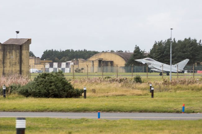 RAF Typhoon lands at Leuchars Station after scrambling to intercept the Russian aircraft (Picture: MOD).
