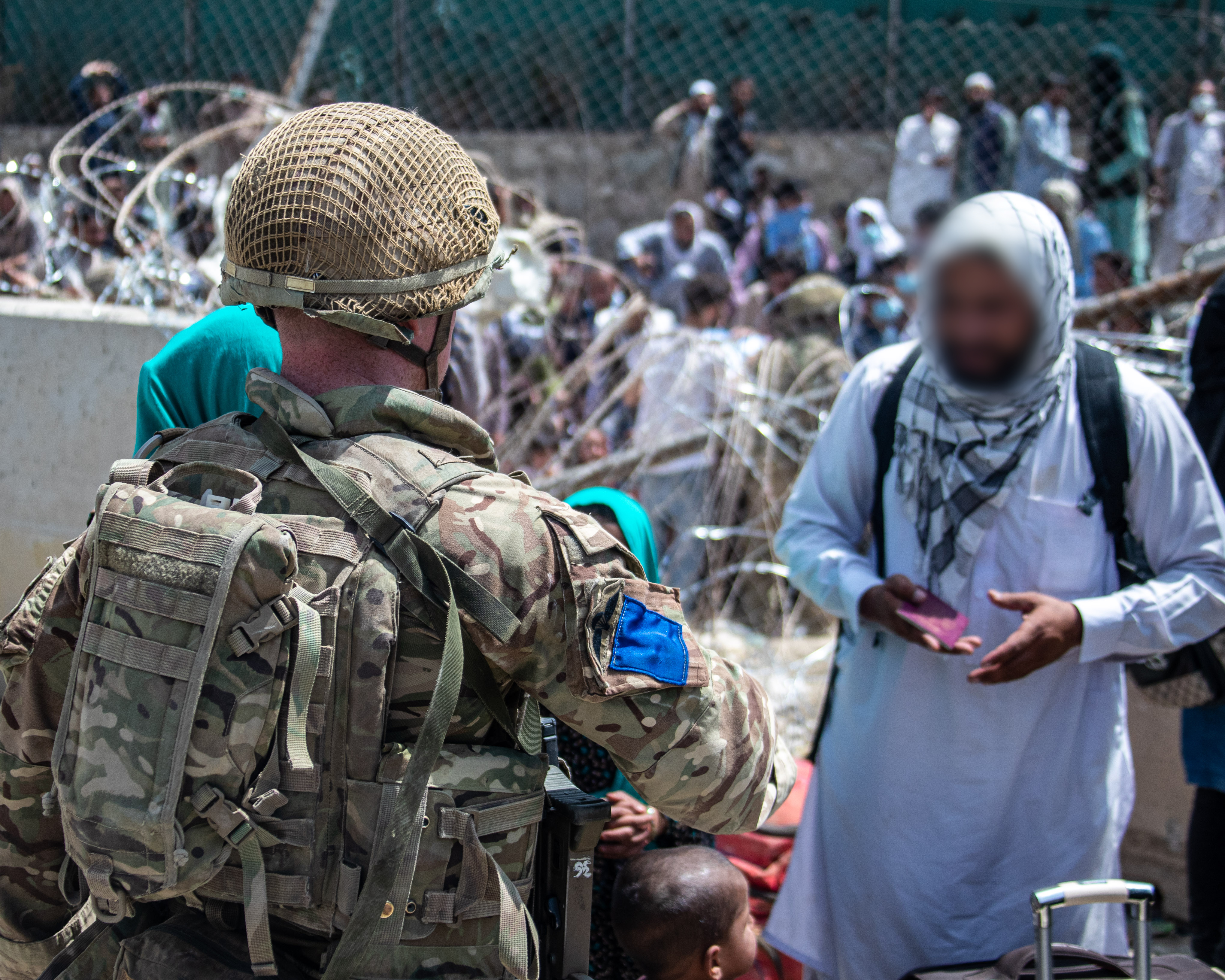UK Armed Forces at Kabul Airport Processing Evacuees 