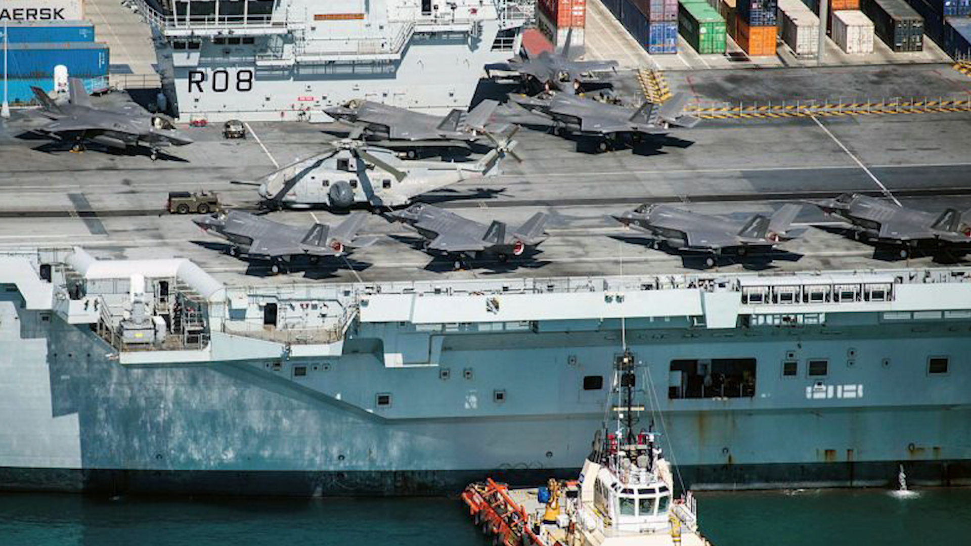 UK Carrier Strike Group at port Limassol,F-35 Lighting jets are ever-present 20210630 Credit MOD