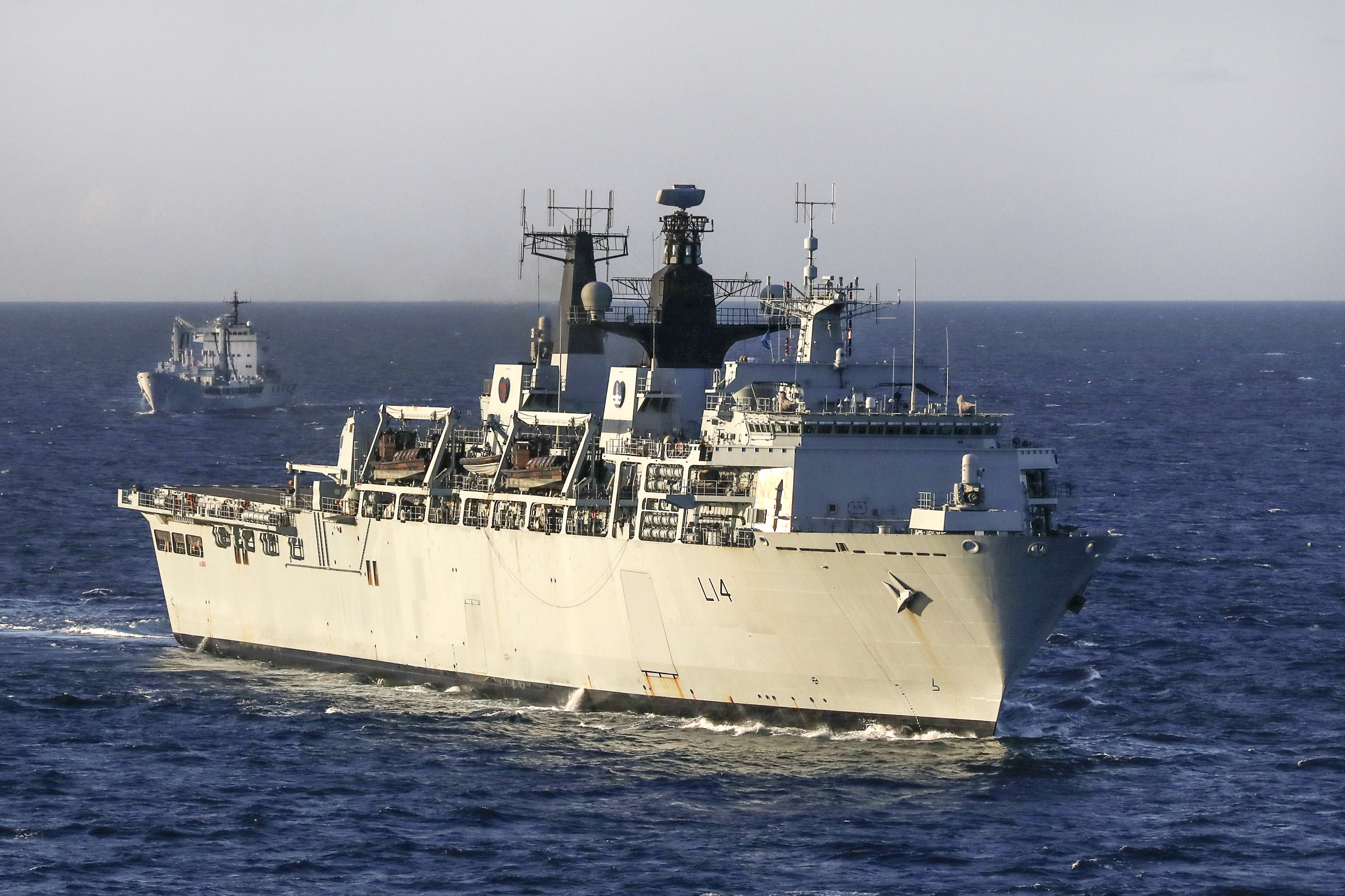 HMS Albion after training with ITS Giuseppe Garibaldi and her escorts in the central Mediterranean (Picture: Royal Navy).