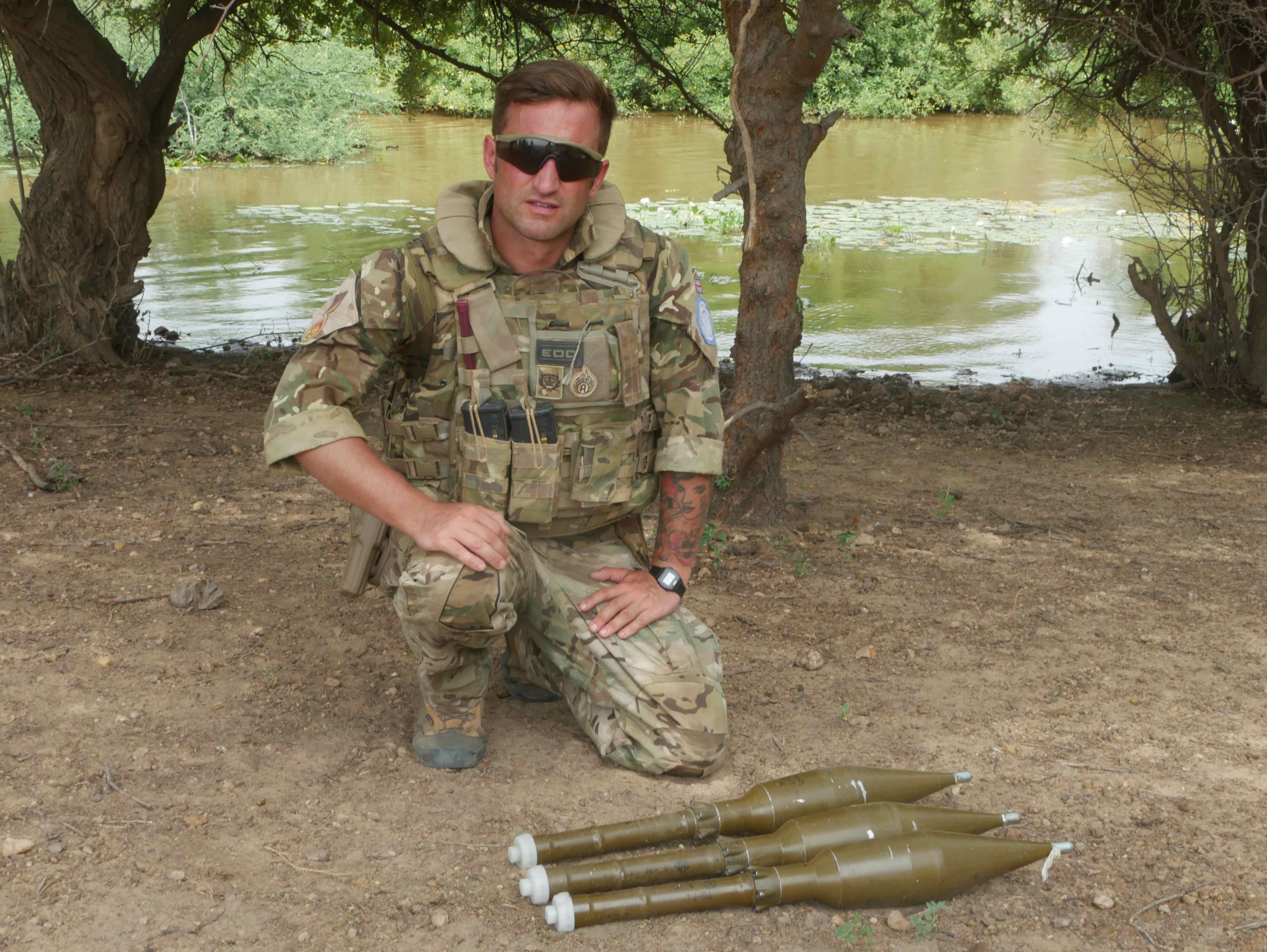 	UK soldier in Mali with rocket propelled grenades seized from suspected Islamic State in the Greater Sahara militant