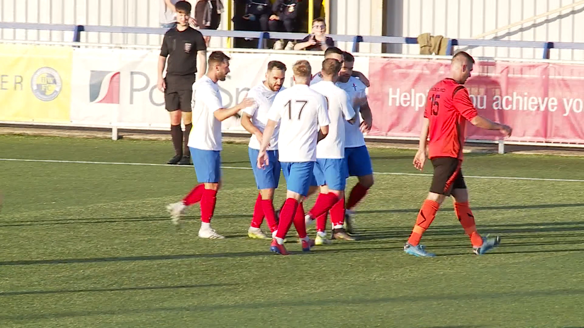 The UKAF team celebrate scoring against the Netherlands in the 2022 Kentish Cup.