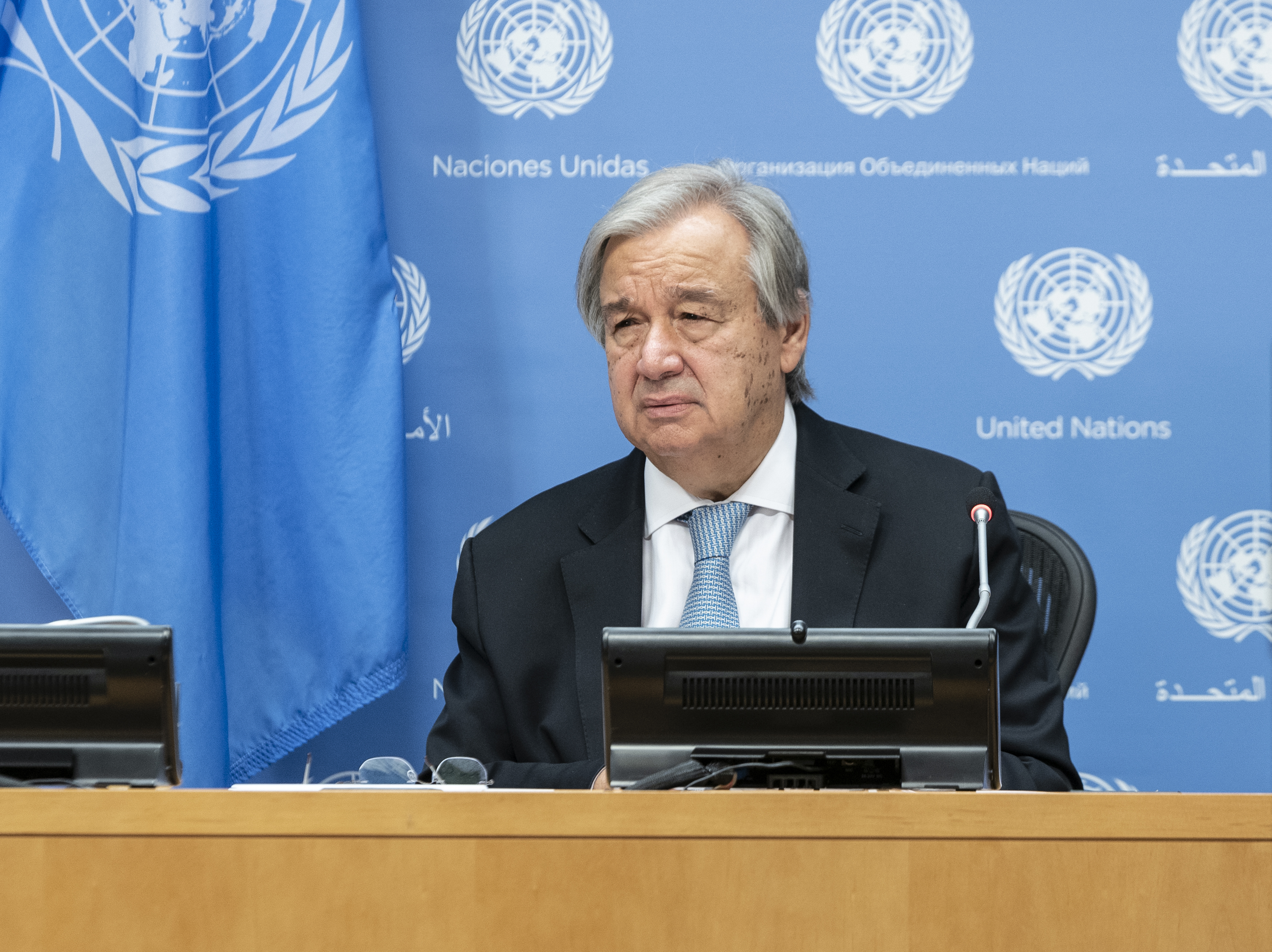 UN Secretary-General Antonio Guterres conducts press encounter on Libya at UN Headquarters in New York