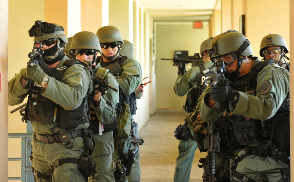 A US Army Special Reaction Team doing active shooter response training in Hawaii in 2014 (Picture: US Department of Defense).