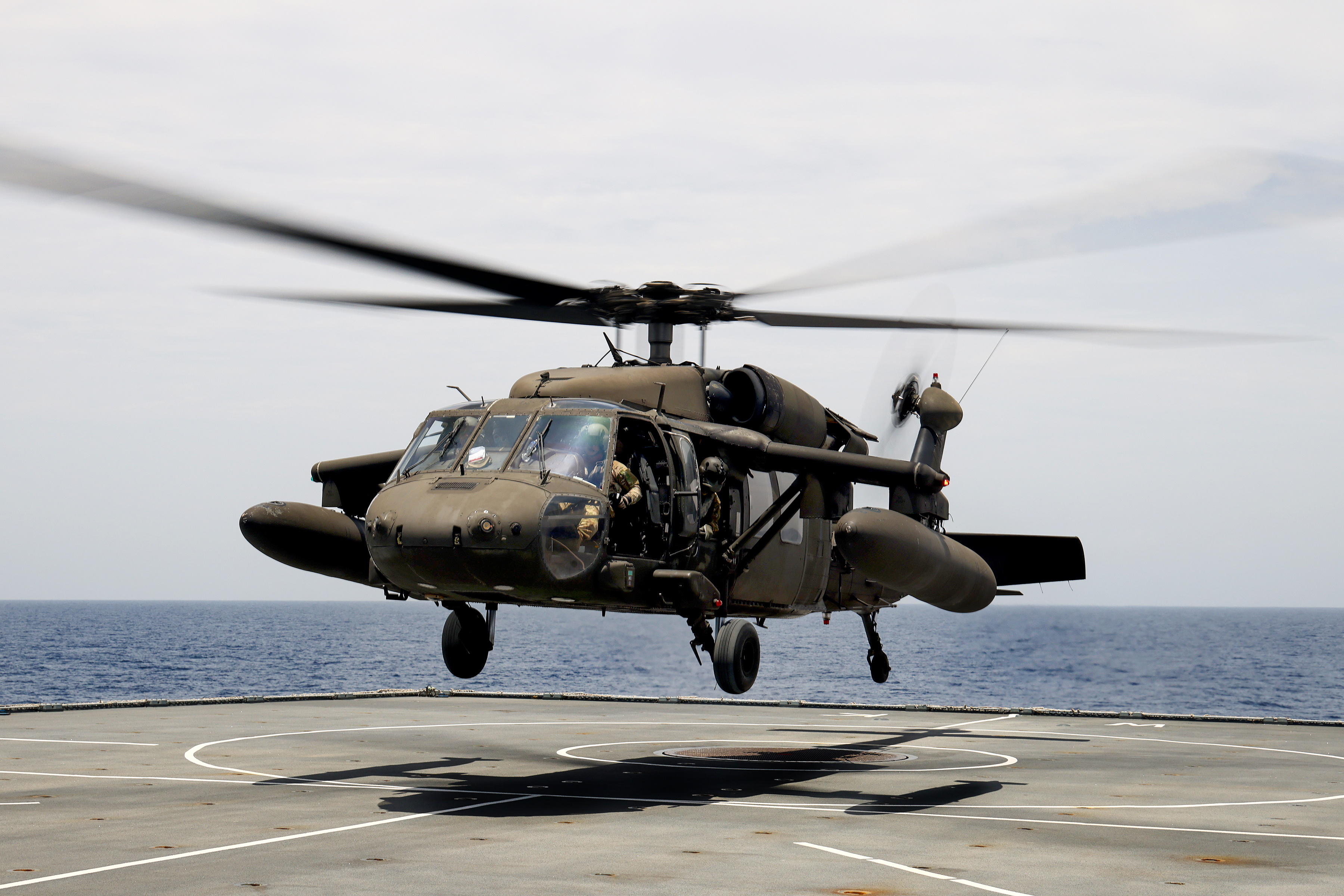 US Army UH60L Black Hawk helicopters on board RFA WAVE KNIGHT assist with aid response in Haiti 19082021 Credit MOD Crown Copyright.jpg