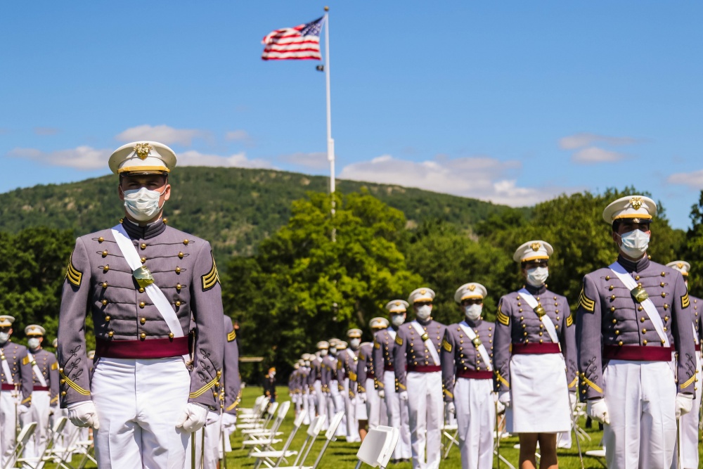 The passing-through ceremony at West Point adhered to social distancing measures (Picture: US Department of Defense).