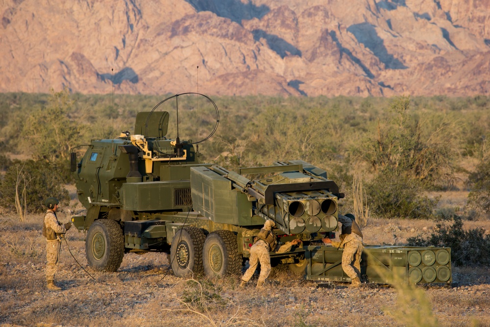 US Marines with HIMAR rocket launcher