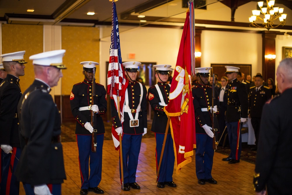 United States Marines wearing their Dress Blues during the 244th Marine Corps birthday ball  (Picture: DoD).