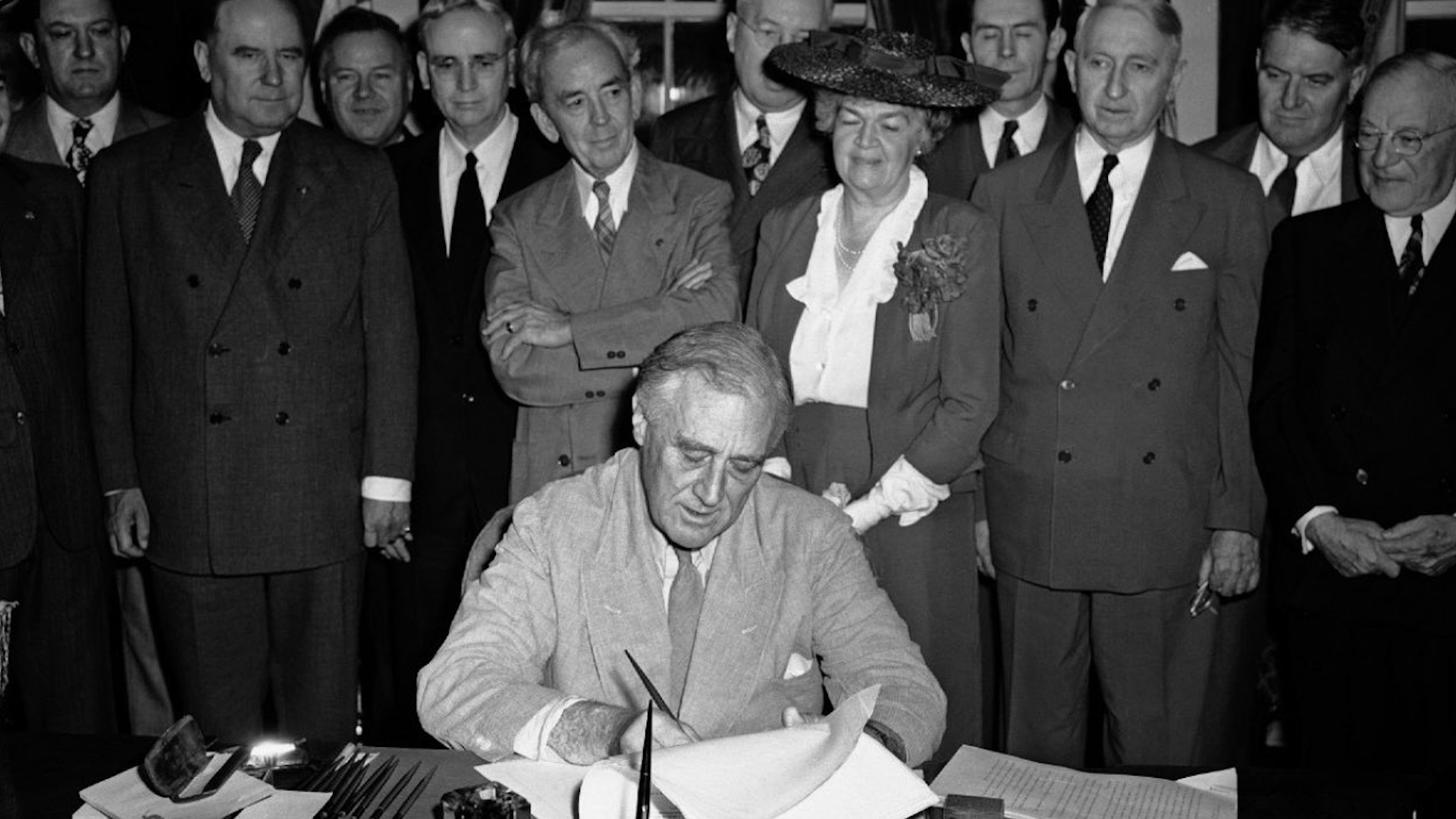 US President Franklin D. Roosevelt signed the Servicemen’s Readjustment Act of 1944 or the GI Bill of Rights (Picture: House of Representatives Committee on Veterans’ Affairs)
