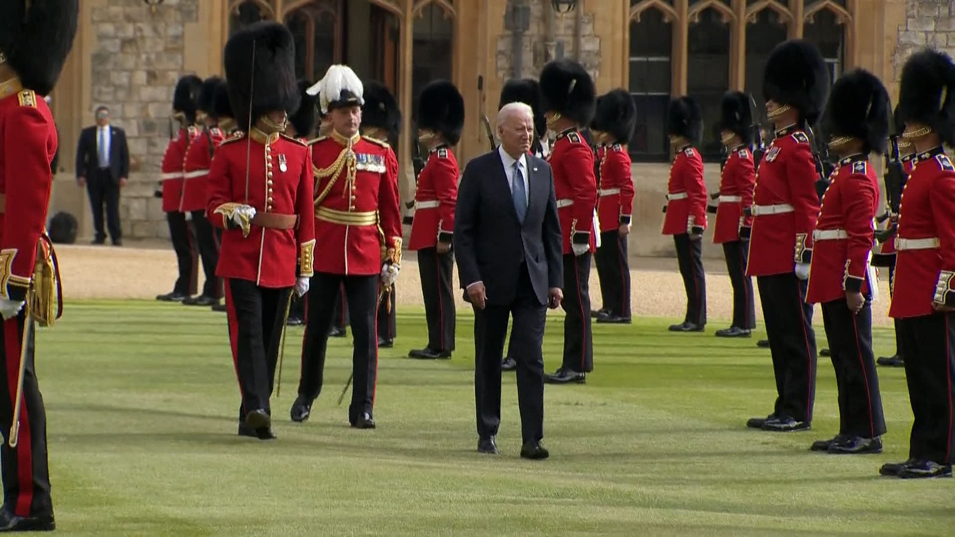 US President Joe Biden Troop Inspection Windsor Castle 130621 CREDIT POOL
