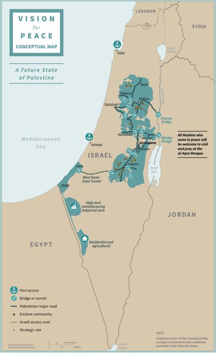 After the 'Peace for Prosperity' document was published, Donald Trump shared this image - tweeting: "This is what a future State of Palestine can look like, with a capital in parts of East Jerusalem." (Picture: The White House).