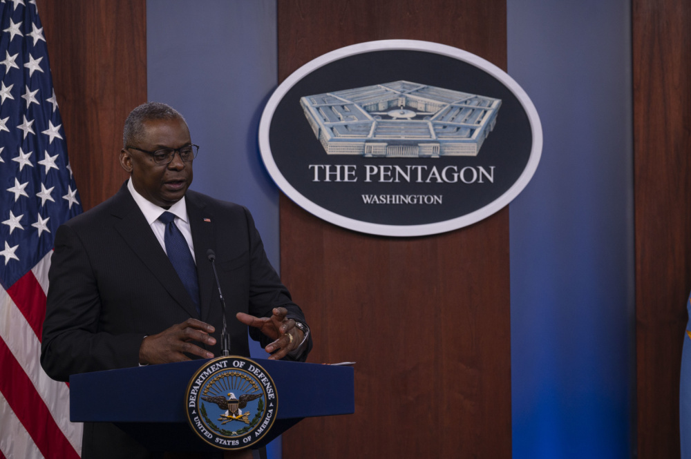 US Secretary of Defense Lloyd J. Austin III briefs the media on Afghanistan, from the Pentagon 18082021 CREDIT US DEPARTMENT OF DEFENSE.jpg