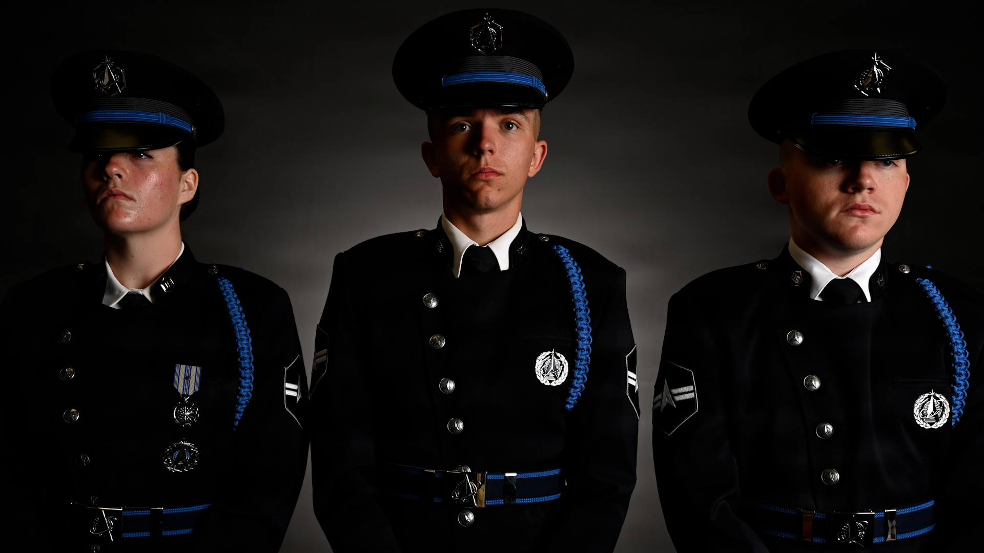 US Space Force Honor Guard model the new Honor Guard ceremonial uniforms CREDIT US DEPARTMENT OF DEFENSE