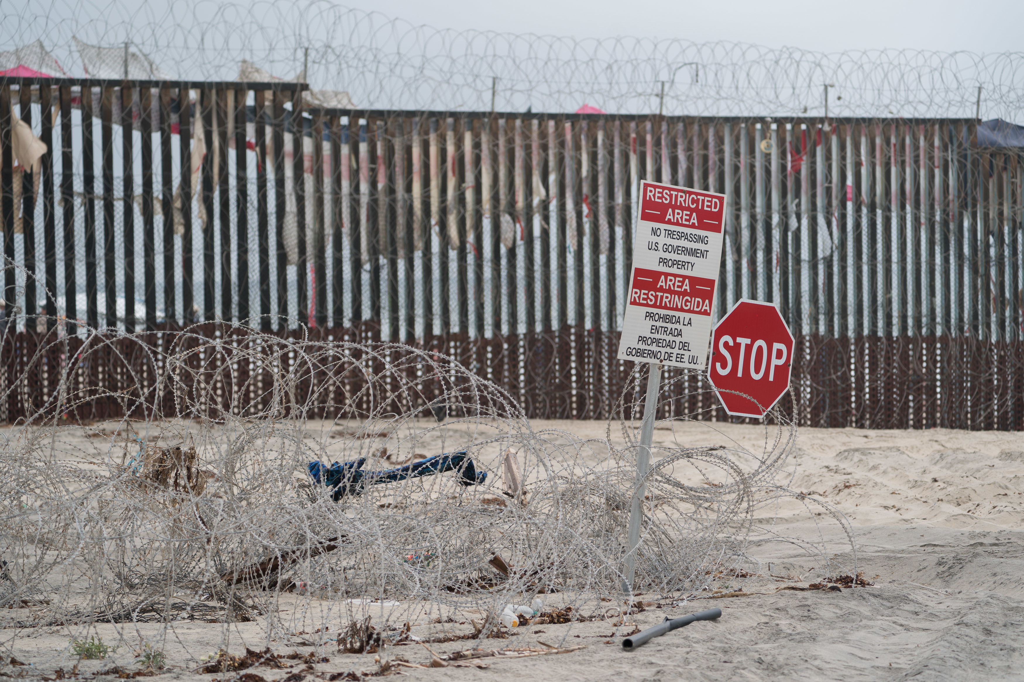 US Wall - The US - Mexico border fence on the beach at International Friendship Park in Imperial Beach, California 100619 CREDIT PA