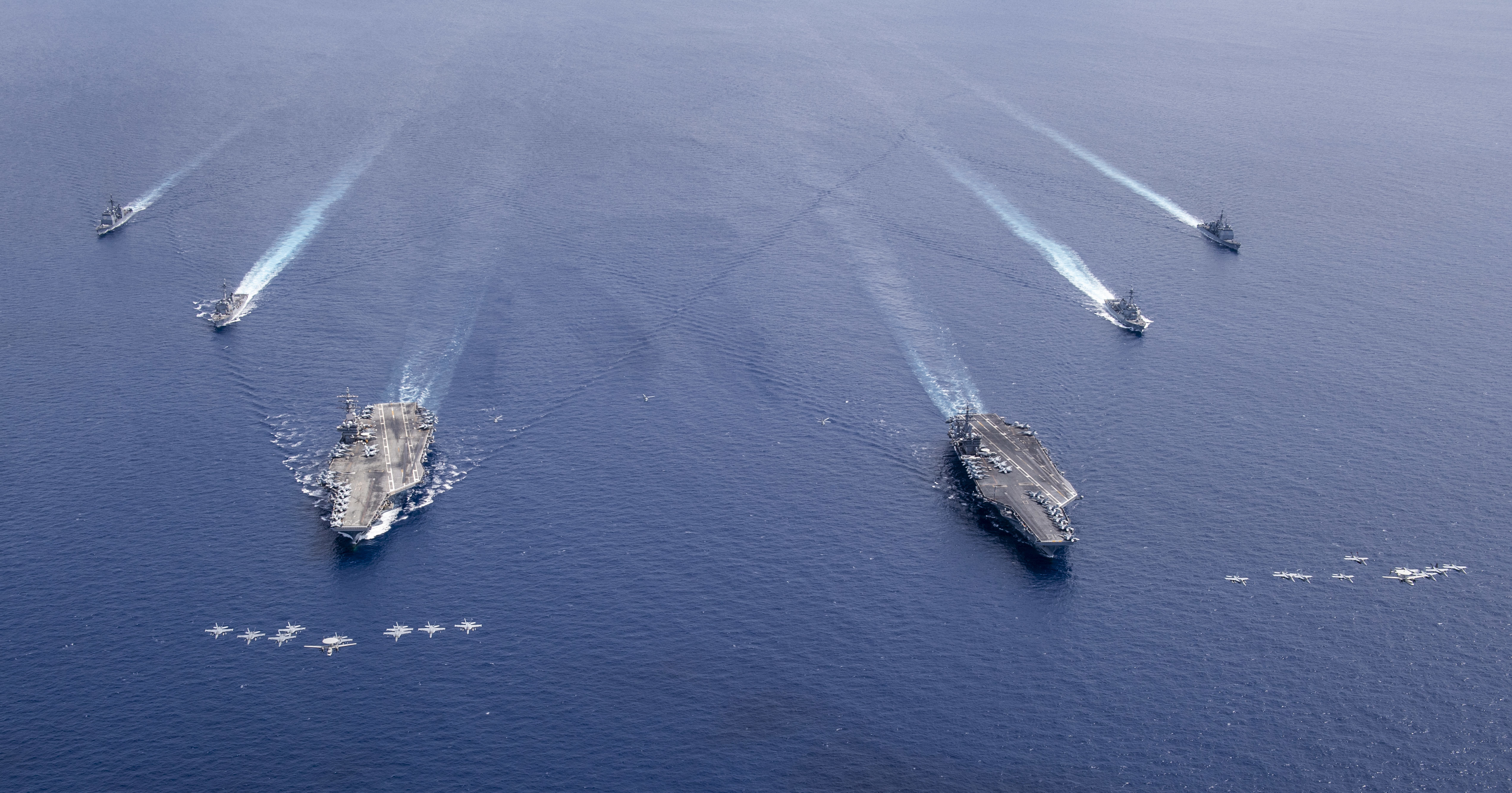 The drills also included aircraft, as well as other warships (Picture: US Department of Defense).