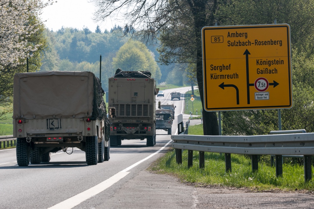 US personnel during road march in Grafenwoehr, Germany