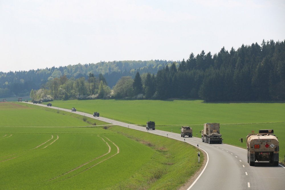 US personnel during road march in Hohenfels, Germany