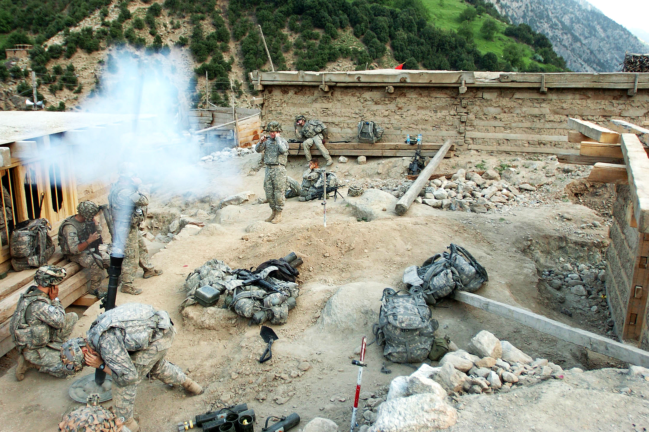 US troops Afghanistan mortar fire