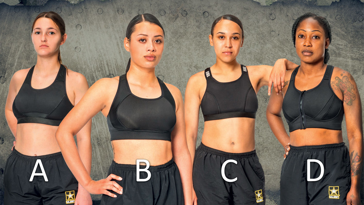 US Army Tactical Brassiere ATB women sports bras with letters CREDIT US Army