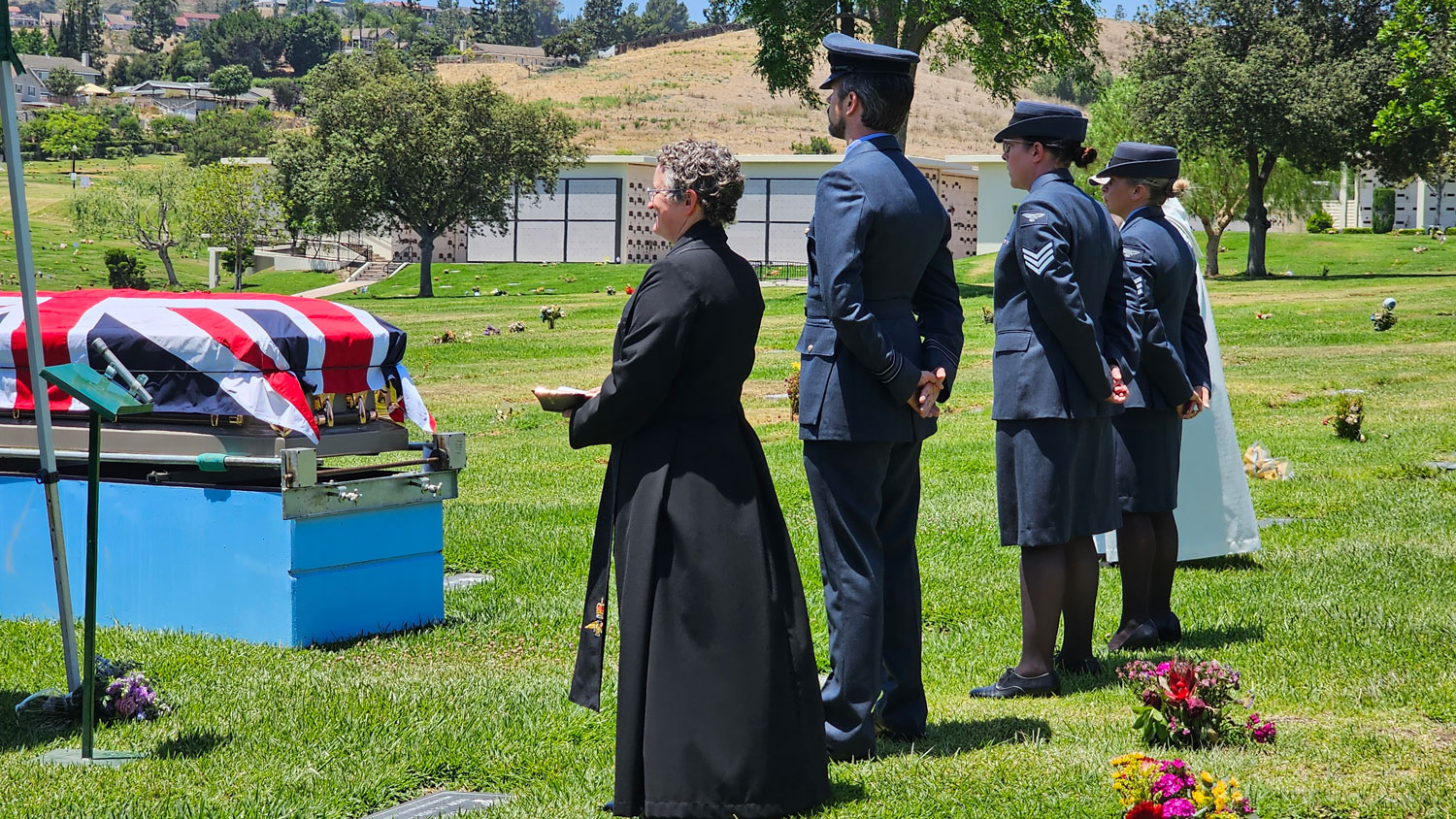 USAF teams up with RAF to honor a fallen allied hero Stella Brecht. Seen here is Padre Alice McDermott CREDIT USAF
