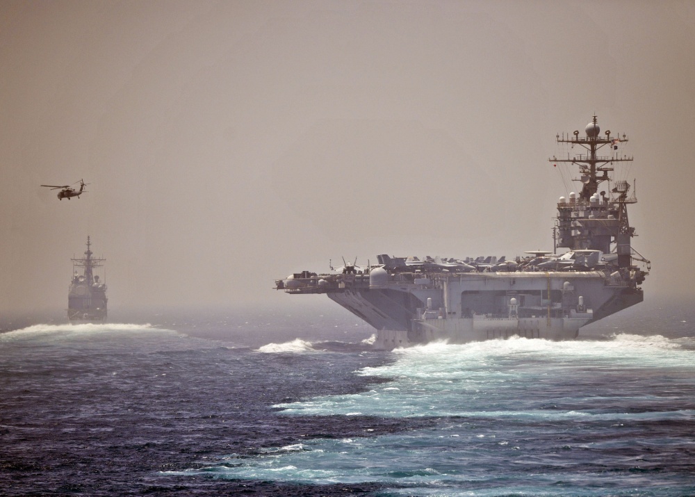 USS Abraham Lincoln and USS Cape St George in Strait of Hormuz