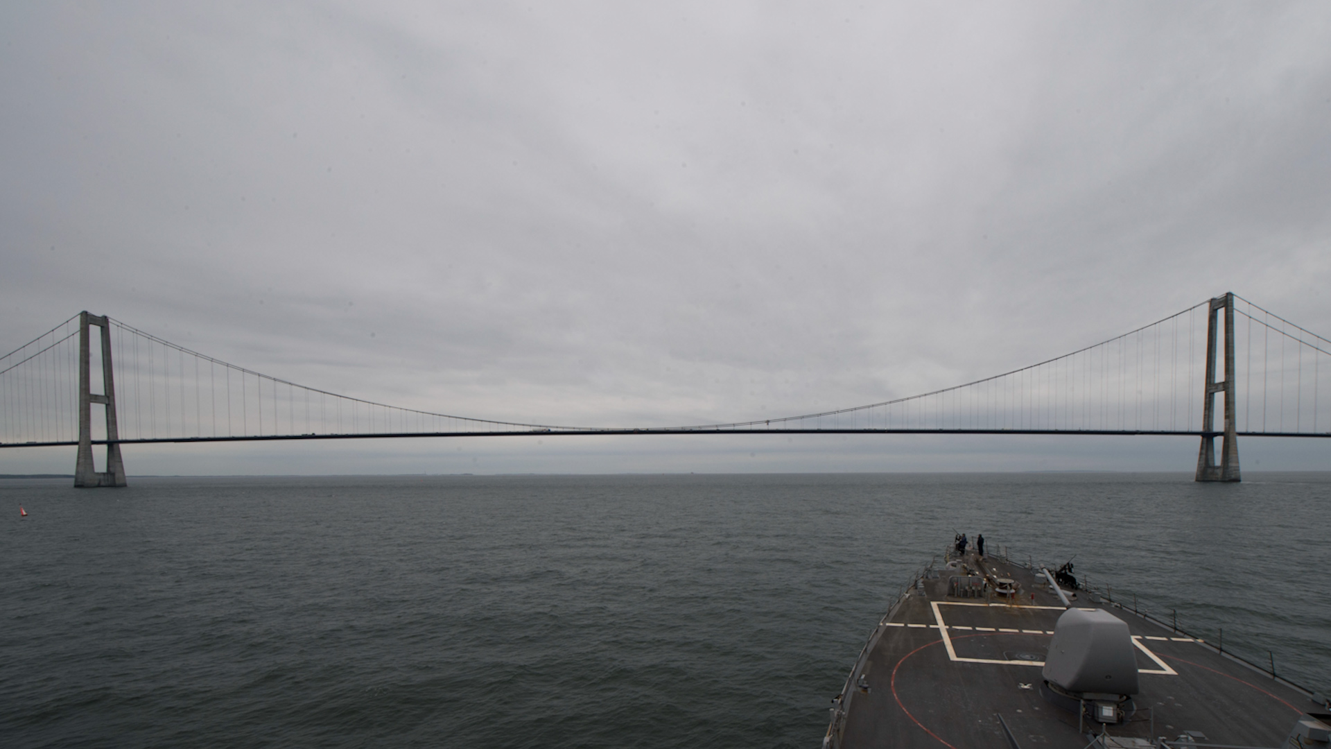 USS Carney Great Belt Bridge Denmark Danish Straits 1 050517 CREDIT US DEPARTMENT OF DEFENSE
