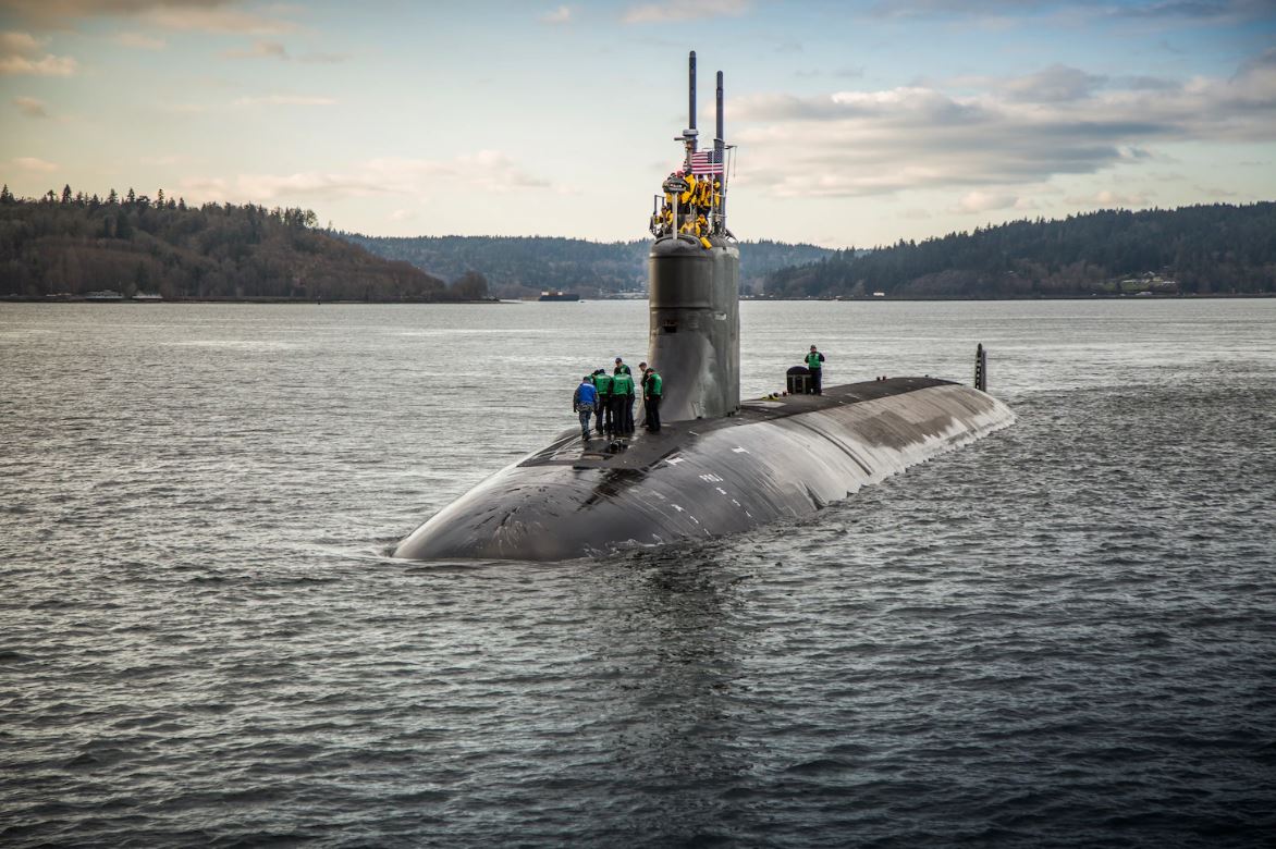 USS Connecticut leaving Puget Sound Naval Shipyard for sea trials 151216 CREDIT US NAVY