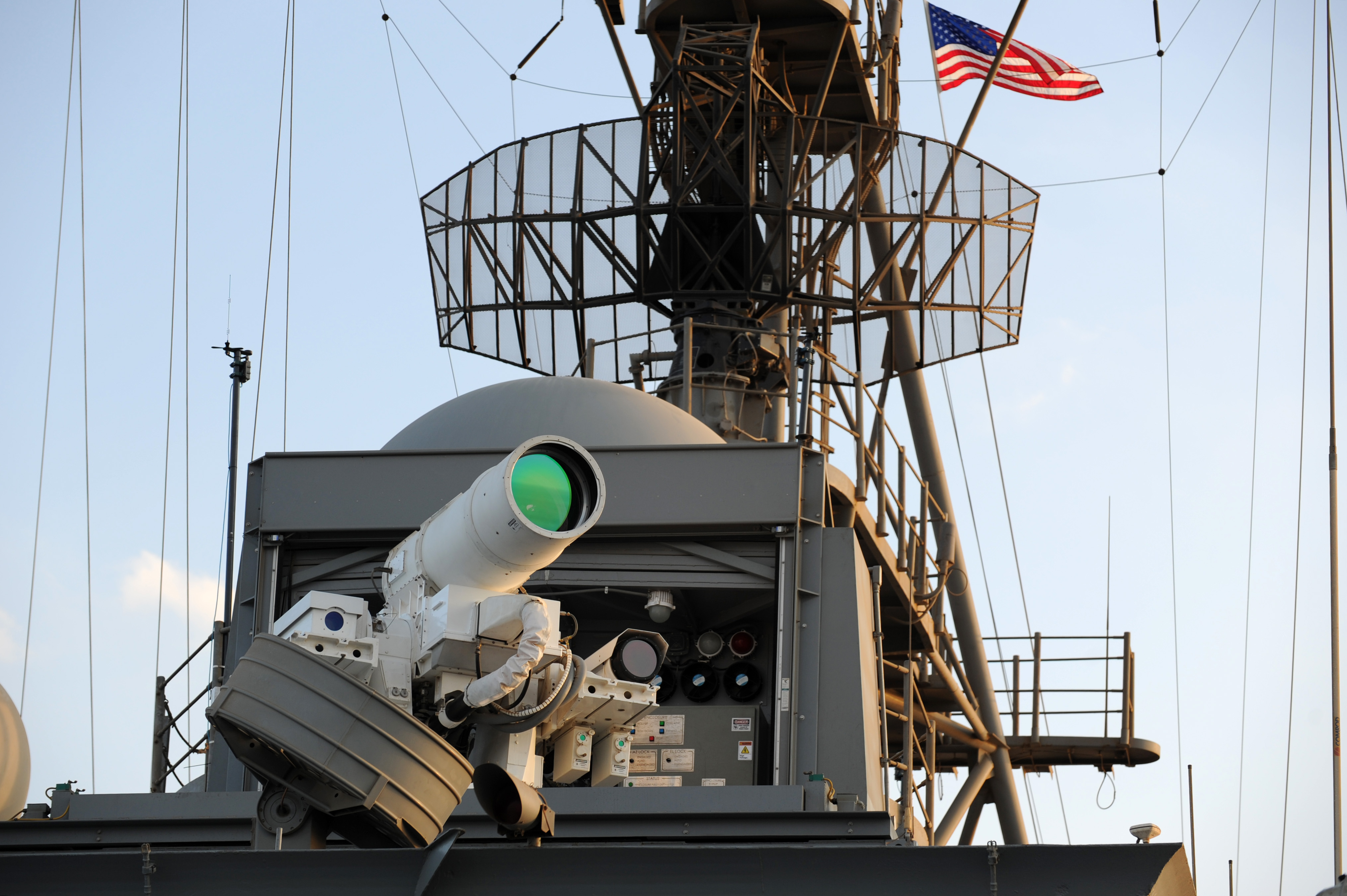 USS Ponce conducts an operational demonstration of Laser Weapon System (LaWS) CREDIT US NAVY