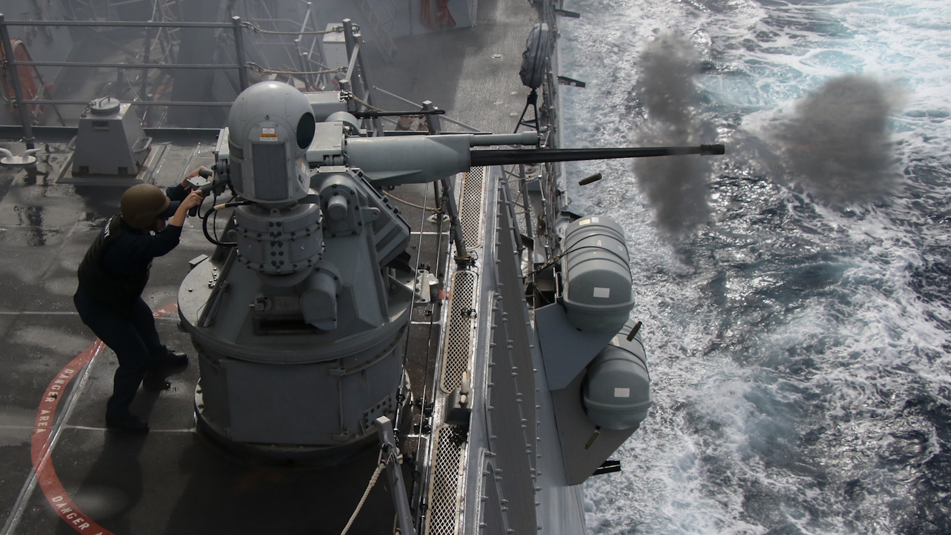 USS guided-missile destroyer Frank E. Petersen Jr. conducts pact fire exercise