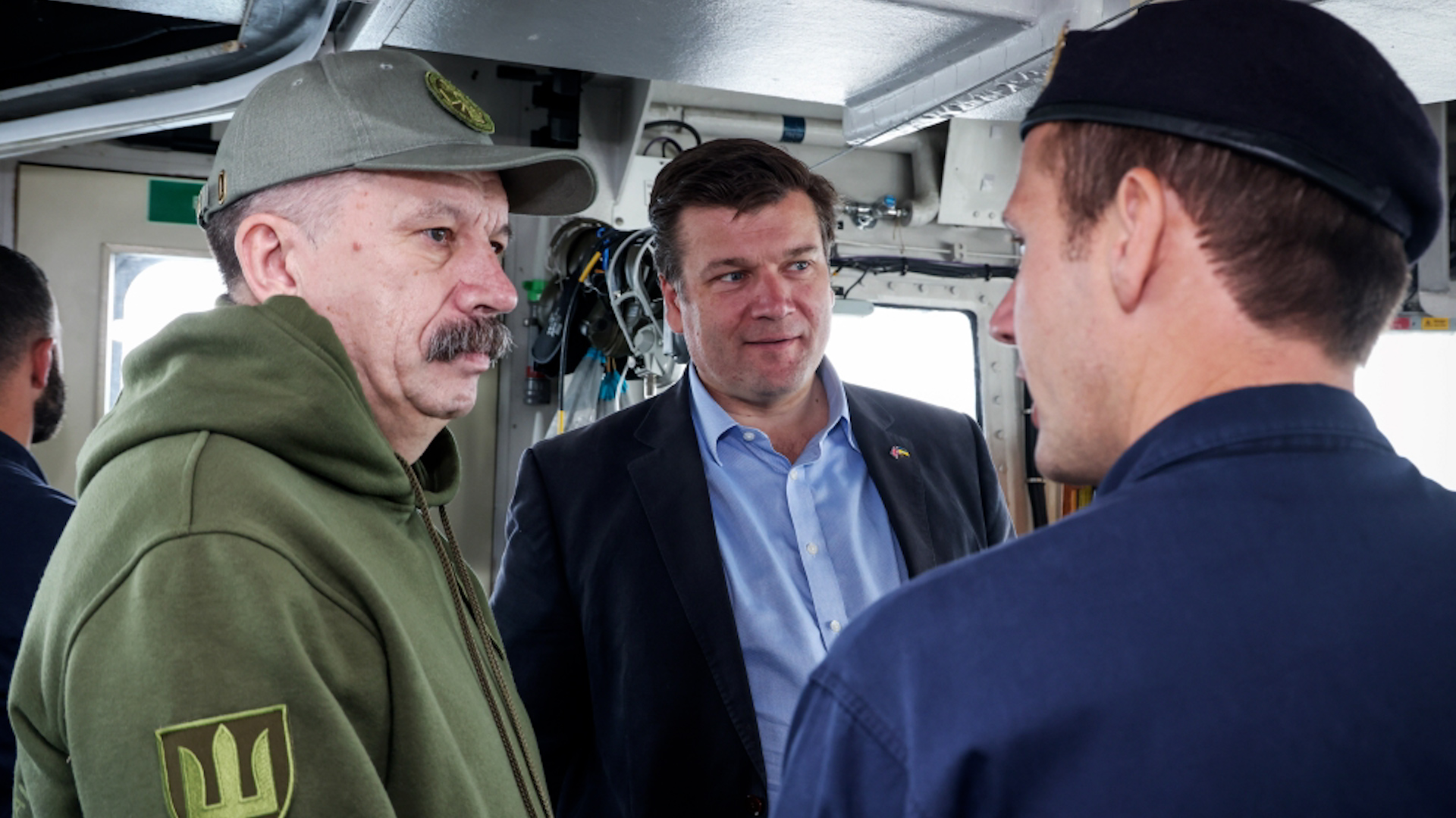 Ukraine Deputy Defence Minister Volodymyr Havrylov and UK Armed Forces Minister James Heappey on minehunter off coast of scotland DATE UNKNOWN CREDIT MOD.jpg