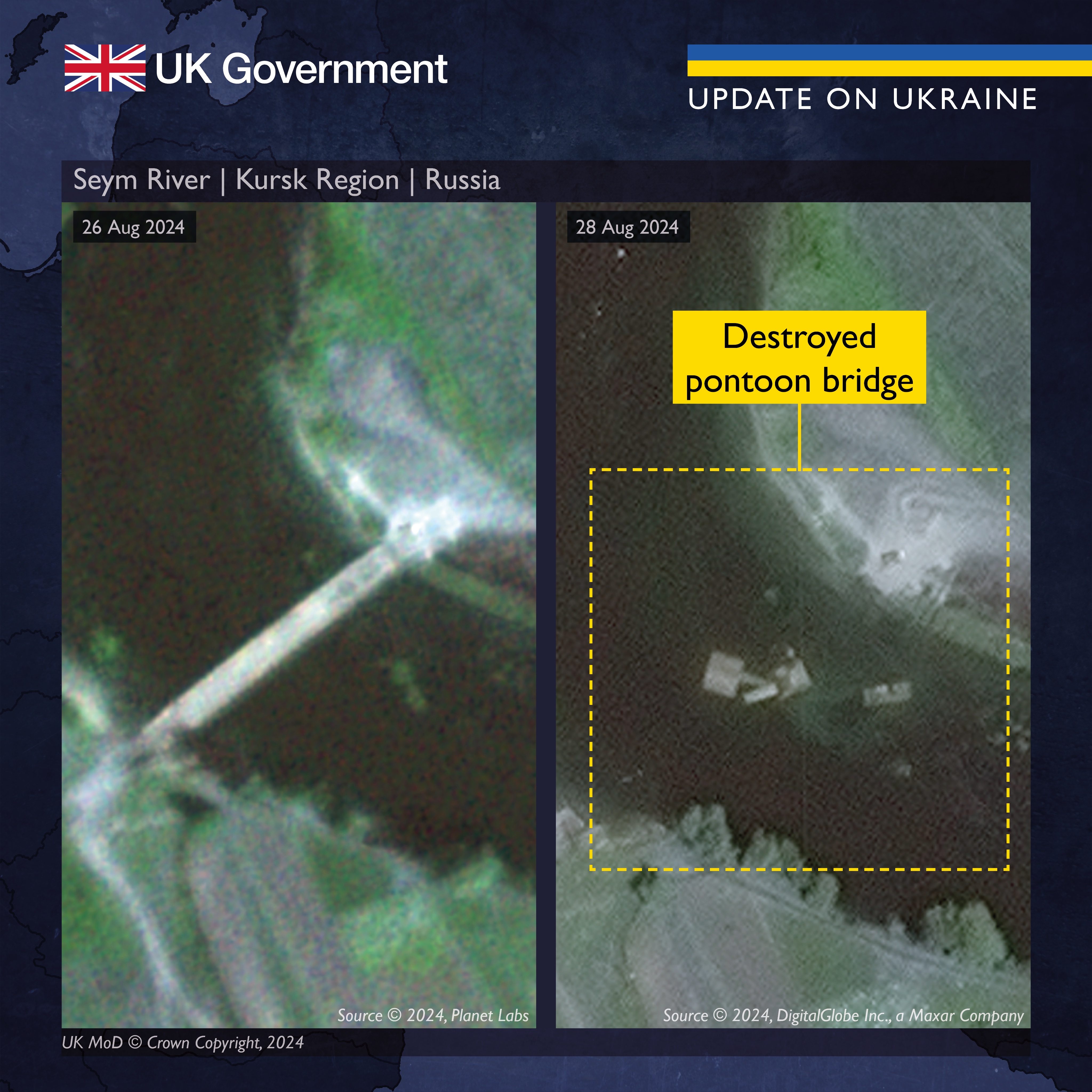 Ukraine continue to hamper Russian logistics in the Kursk region in a series of strikes which destroyed road and pontoon bridges over the Seym river (Picture: MOD)