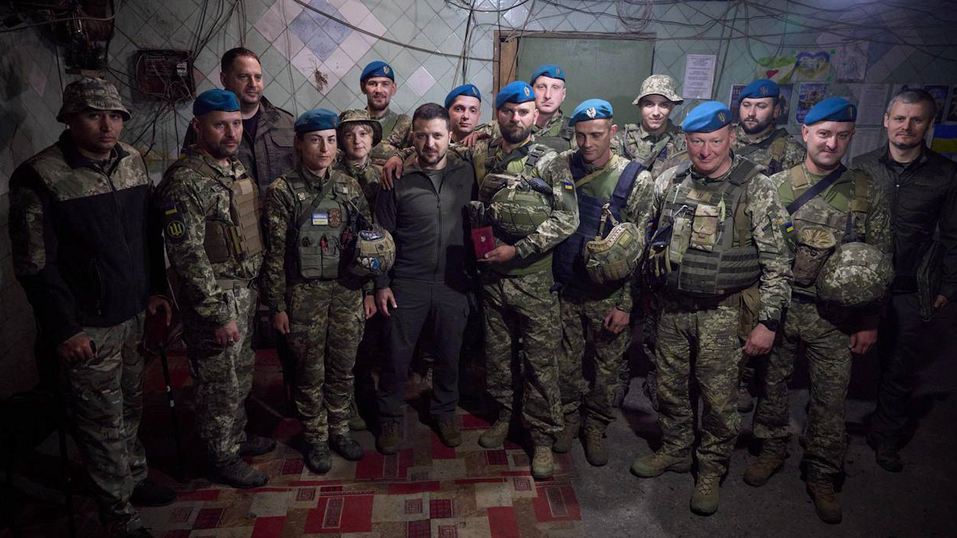 President Zelensky visited the front lines, where he congratulated members of the Marine Corps on Ukraine’s Marine Corps Day (Picture: Defense of Ukraine Twitter).