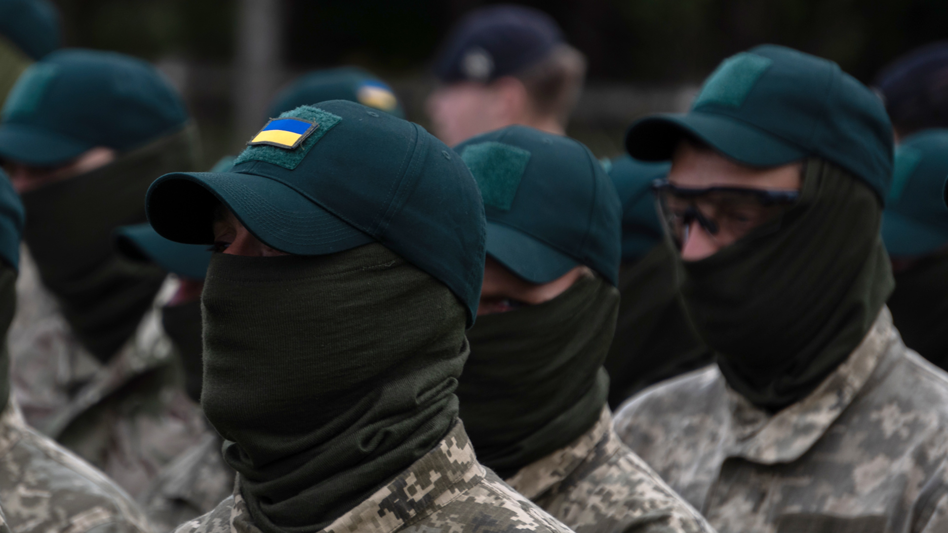 Ukrainian Personnel attending a Field Service to mark the Independence Day of Ukraine