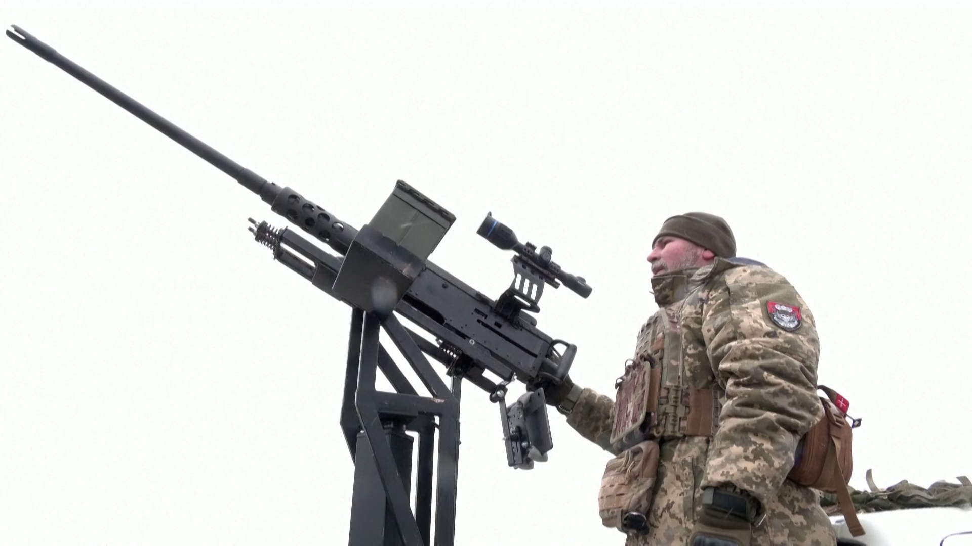 	Ukrainian soldier who is now part of a air defence unit shooting down Russian missiles and drones