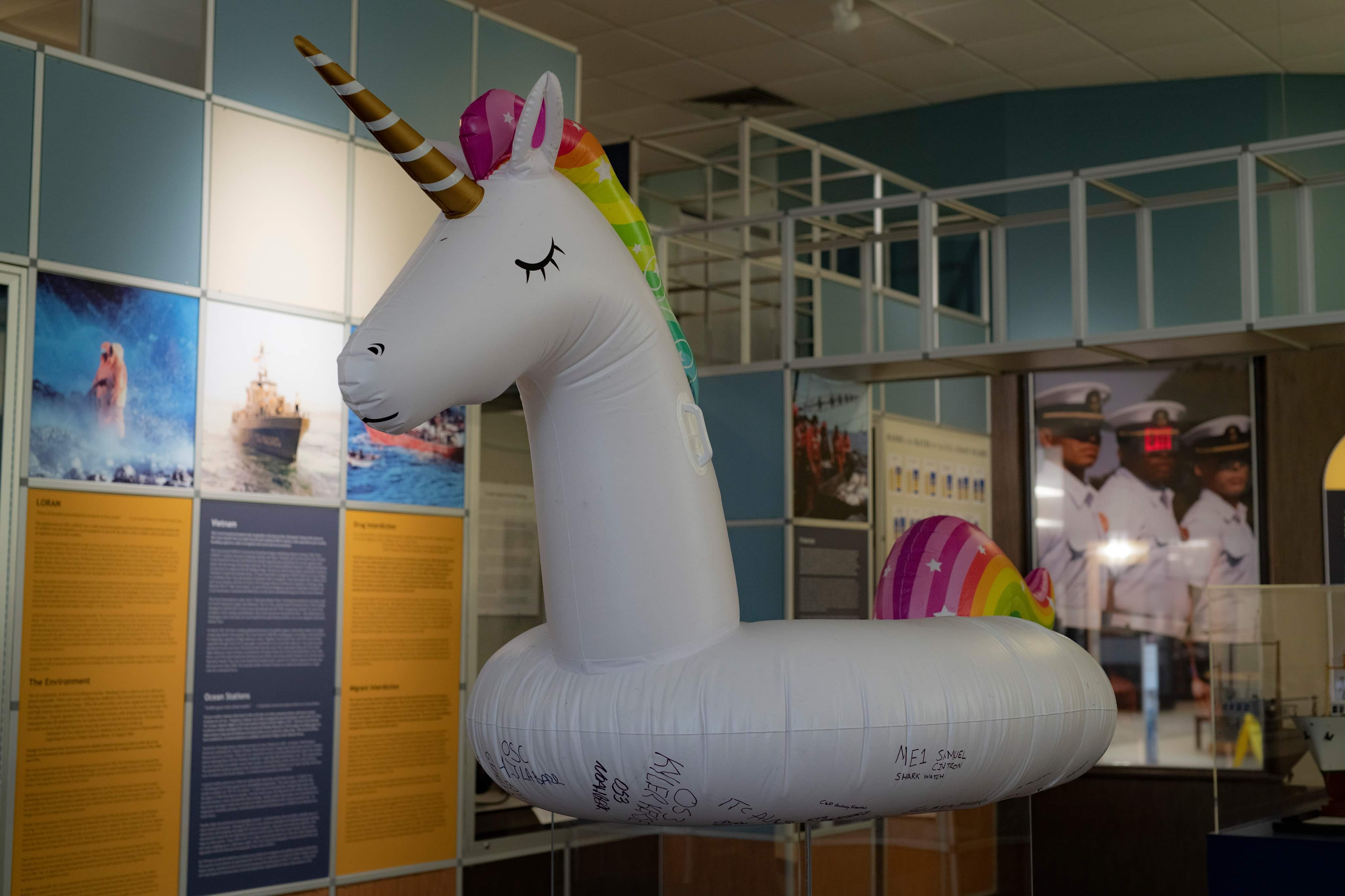 Unicorn Involved In Shark Encounter With U.S. Coast Guard Cutter Kimball Swim Call Hands To Bathe Credit Coast Guard Museum at the Coast Guard Academy in New London, Connecticut and DVIDS 6376944