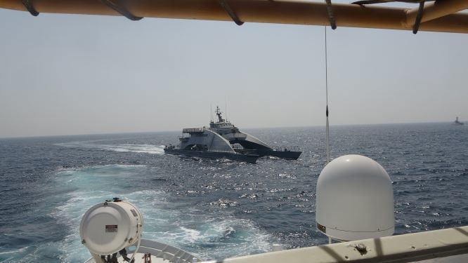 Unsafe and Unprofessional Interaction with IRGCN Harth and FAC FIAC in South Arabian Gulf side on 02042021 CREDIT US DEPT OF DEFENSE