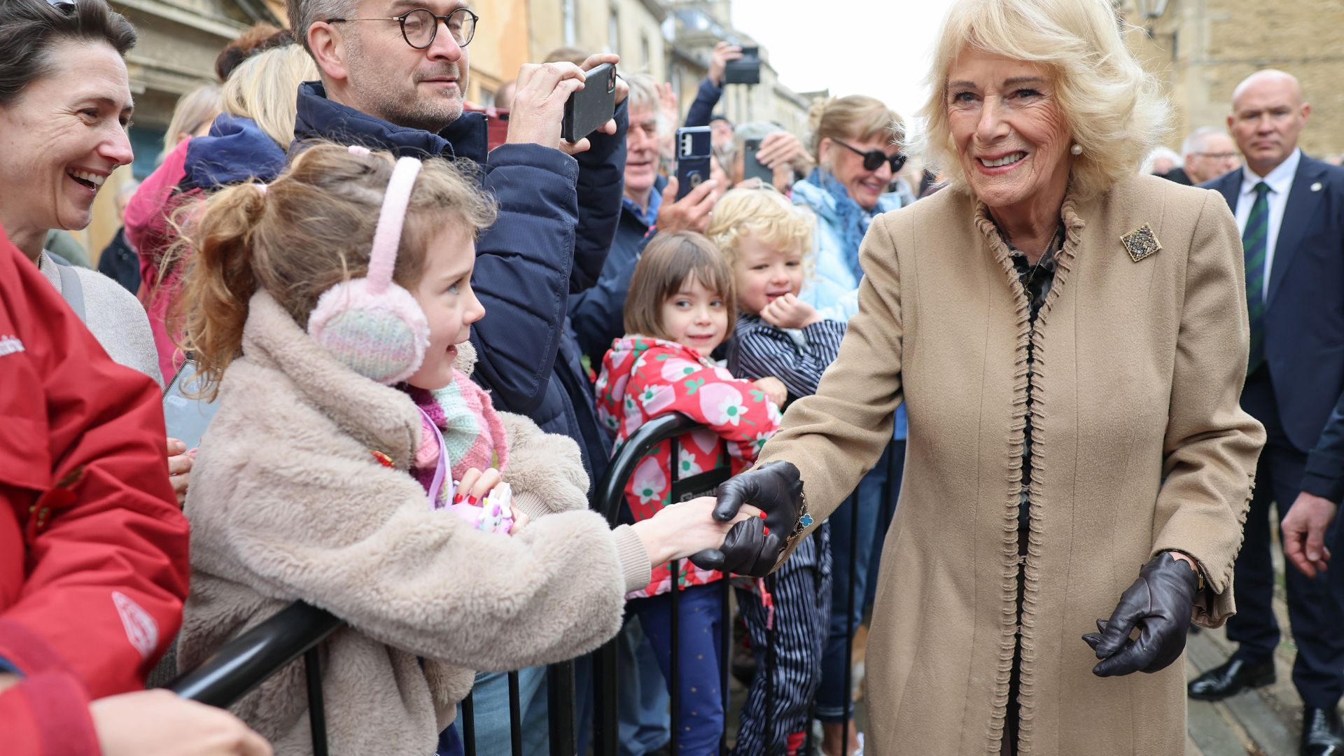 Camilla met young well-wishers during her visit to Corsham