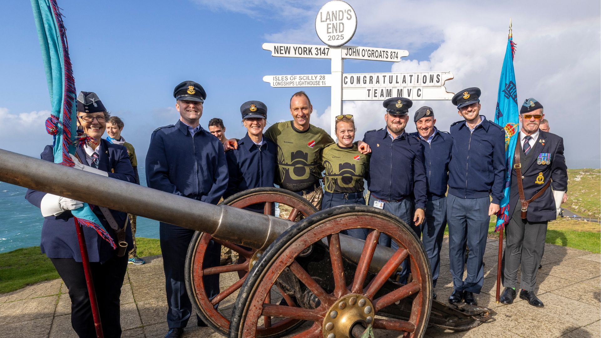 The support team from RAF St Mawgan said it was a "privilege" to welcome the team at Land's End